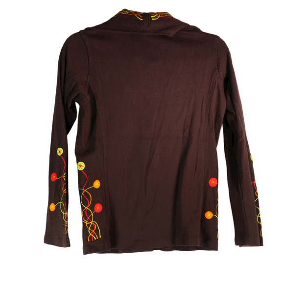 Royal Collection Cardigan Women Small Brown Embroidered Sweater Jacket NWOT - Picture 6 of 7